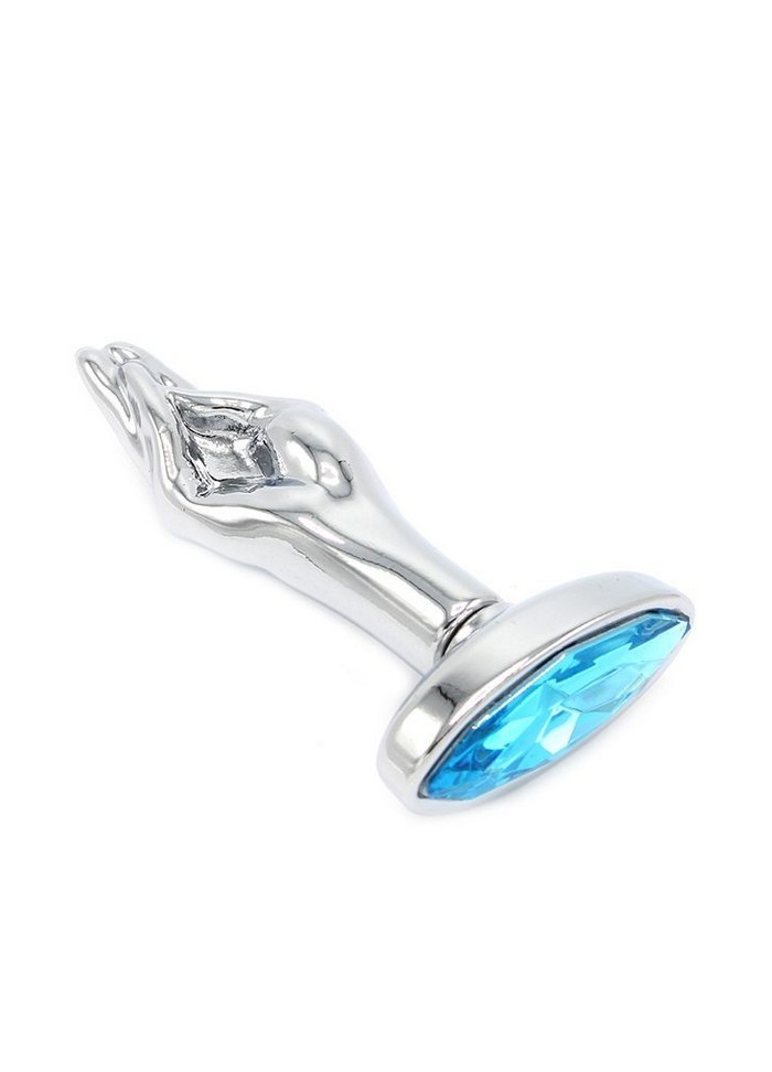 Joli Plug Anal Bijou Chic Et Original Forme Main Fist Avec Pierre Bleu