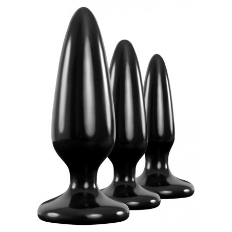 Kit De 3 Plugs Anal Progressif S M L En Jelly Noir Avec Ventouse