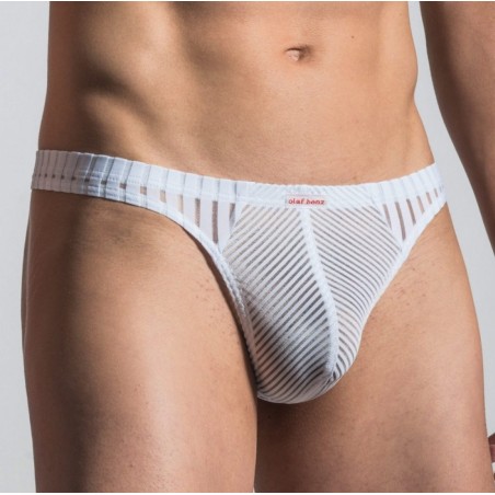 OlafBenz 1475-String homme semi transparent blanc