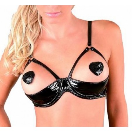 Soutien gorge redresse seins vinyls noir