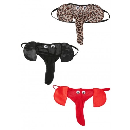 String rigolo homme Eléphant noir, leopard,rouge