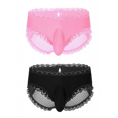 Culotte homme soubrette étui satin et tulle plumetis rose ou noir