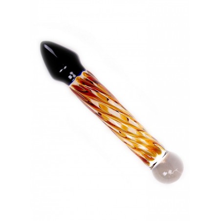 Gode en verre Glas Dildo noir et jaune Rocket L19 cm