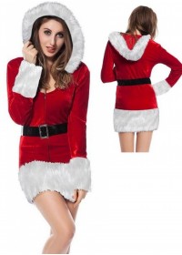 Uniforme tenue Robe de mère Noël avec capuche