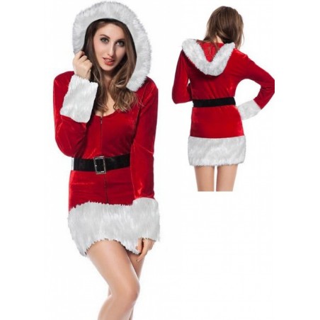 Uniforme tenue Robe de mère Noël avec capuche