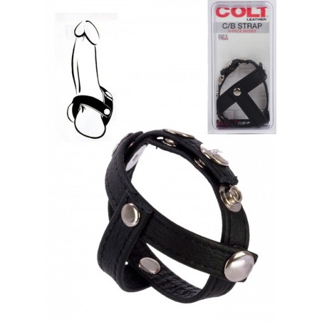 Cockring cuir Leather Hpiece Divider sépare les couilles