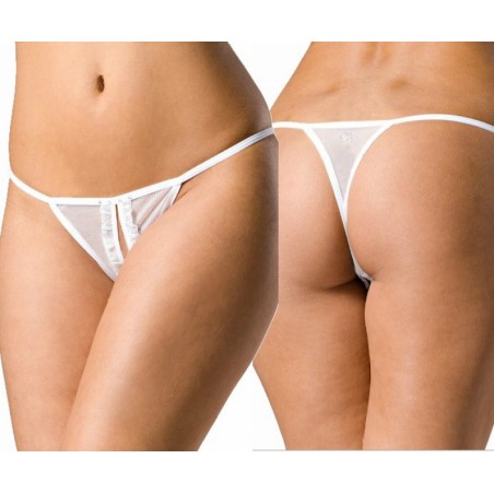 Kiss Me Lingerie string ouvert blanc avec strass