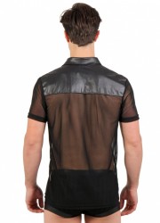 Chemise pour homme tulle et wetlook noir