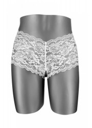 Shorty Julia ouvert entre jambes en dentelle blanc face