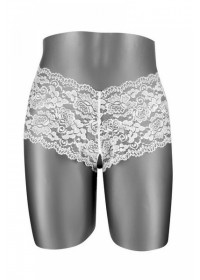 Shorty Julia ouvert entre jambes en dentelle blanc face