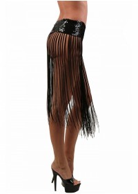 Spazm12-BK Jupe-Top Longues franges noir