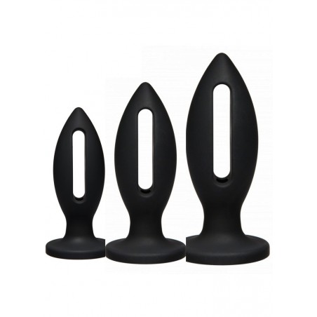 Plug anal Kink Ajouré silicone noir Lube Luge Plug -Taille S-M-L