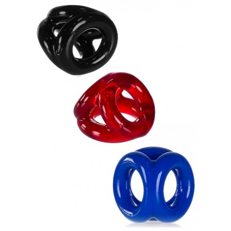 Cockring Oxballs Tri-Sport Cocksling rouge-bleu-noir