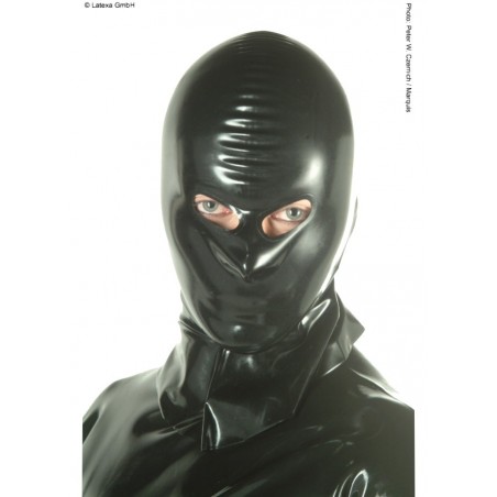 Latexnoir38A Cagoule latex Hangman yeux ouvert