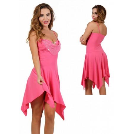 Robe sexy rose bonbon pour femme forme asymétrique