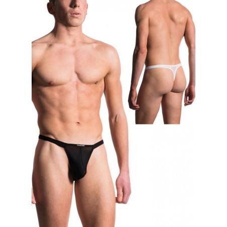 ManStore M101-String homme bungee noir-blanc