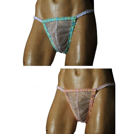 FoliesbyRenaud String homme dentelle Fergie rose-bleu-sophielibertine