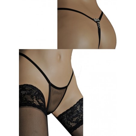 FoliesbyRenaud Mini string ficelle femme tulle noir & bijou dos