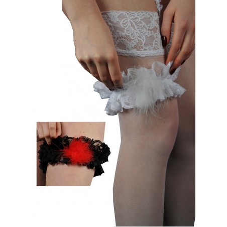 Jarretière mariee dentelle  Pompon plume FoliesbyRenaud