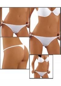 joli mini string micro fibre femme blanc-nude