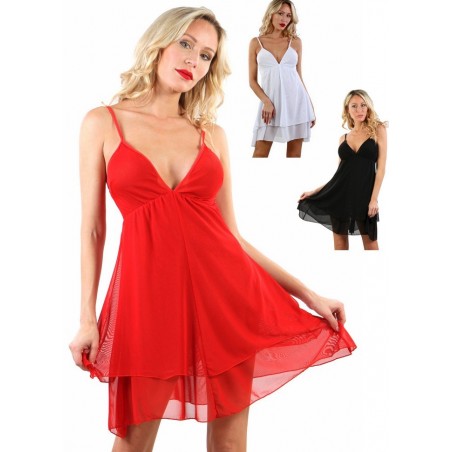 Spazm9604 Robe courte fluide Amélie noir _rouge-blanc pas cher