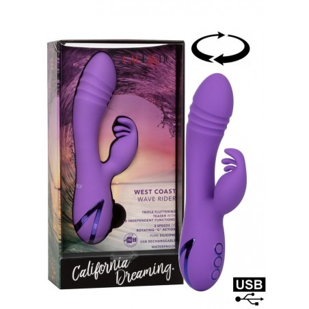 Vibromasseur Rabbit Rechargeable Rotation & clitoris West Coast Wave Rider violet