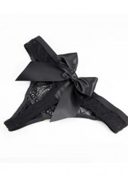 String en dentelle noir avec gros noeud en ruban satin sophie libertine vannes