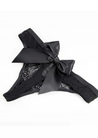 String en dentelle noir avec gros noeud en ruban satin sophie libertine vannes