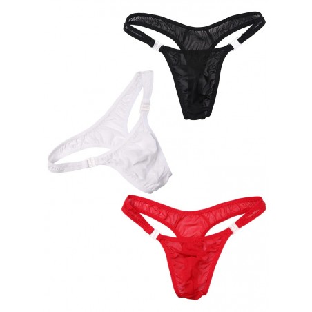 Belly String homme tulle transparent Strip Tease noir-rouge ou blanc