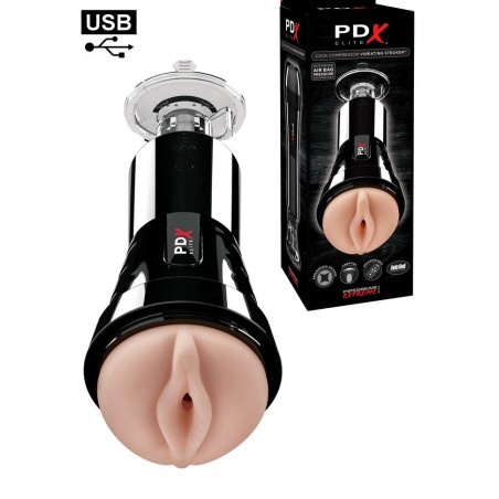 Masturbateur PDX Ventouse Rechargeable Aspiration & Vibrantion Cock Compressor Vibr Stroker