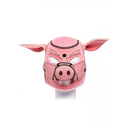 Cagoule masque cochon néoprène Pink Pig BDSM Hood rose