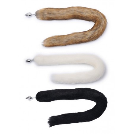 Plug anal M 3.3cm Longue queue de renard 70 cm noir-roux-blanc