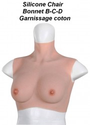 Bustier Travesti silicone extensible Prothèse seins Coton Bonnets B, C, D - Chair