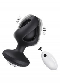 Plug anal bijou vibrant Rechargeable avec télécommande en silicone noir