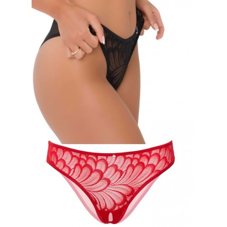 String femme tanga ouvert entre jambes rouge-noir sophie libertine