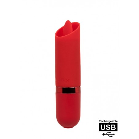 Stimulateur Rechargeable vibrant avec une langue Kyst Flicker rouge