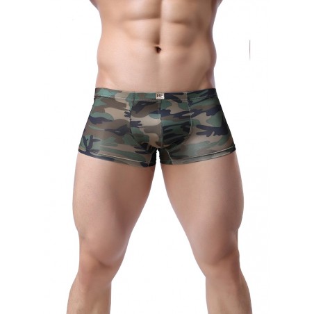 Lingerie sexy pour homme boxer en tissu souple avec motif camouflage