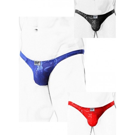 String homme dentelle noir-bleu-rouge