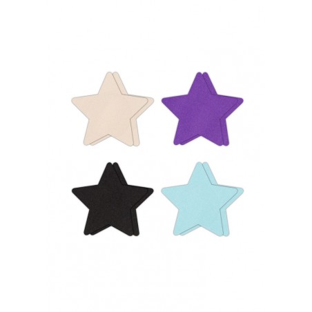 Nippies caches tétons Etoiles Pasties Star Assortiment 4 Paires violet-noir-vert-beige