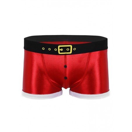 Boxer caleçon costume père Noël pour homme rouge ceinture noir