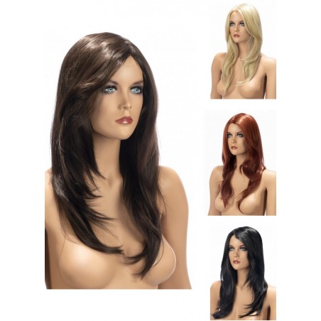 Perruque Olivia cheveux longs sans frange-noir-blond-roux-chatin