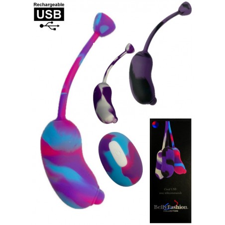 Oeuf vibrant avec télécommande Rechargeable USB-violet-rose-bleu-sophielibertine