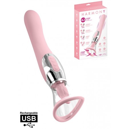 Vibromasseur Langue sexe oral rechargeable-Aspire-Vibre-Lèche 4 en 1 Harmony