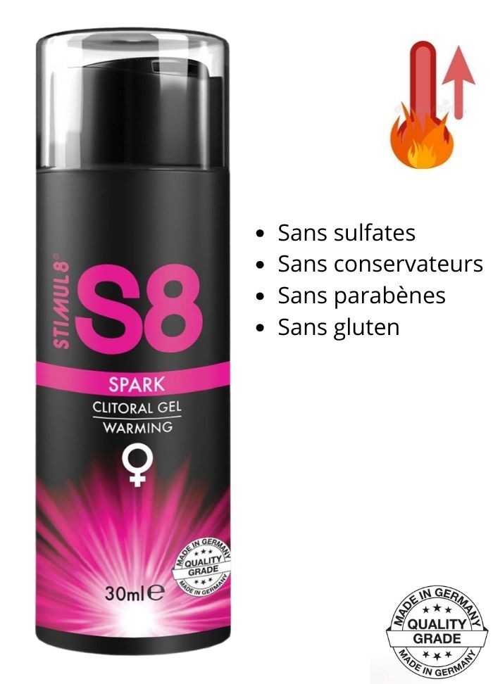 S8 Gel clitoris chauffant Spark Clitoral Gel 30ml en vente chez Sophie Libertine Vannes