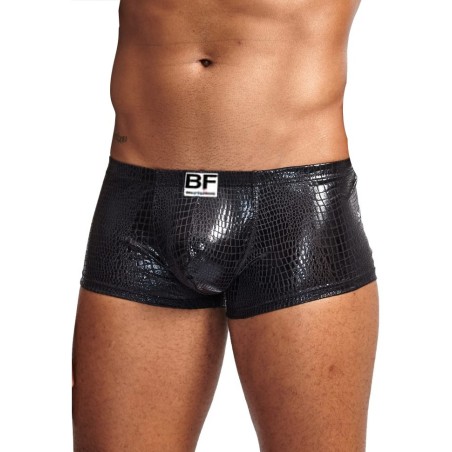 Boxer sexy pour homme effet crocodile noir mat et brillant en vente chez Sophie Libertine Vannes