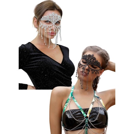 Masque sexy pour femme avec strass noir ou argenté en vente chez Sophie Libertine Vannes Sexshop