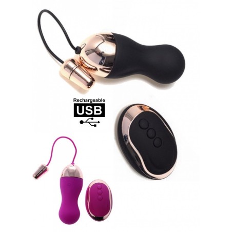 Oeuf vibrant télécommandé  rechargeable violet noir-rose-pas cher