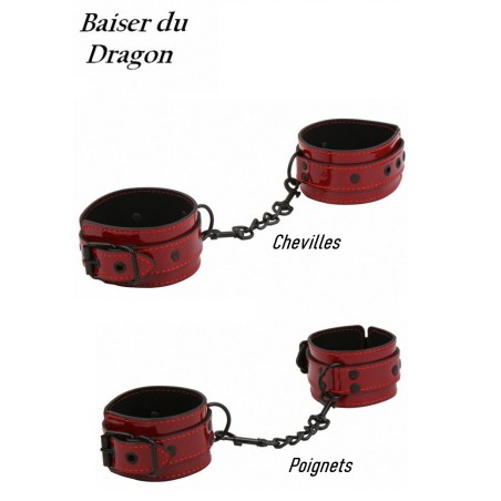 Menottes Baiser du Dragon Vinyls rouge Homme-Poignets - Chevilles