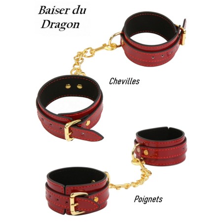 Menottes Baiser du Dragon Vinyls Rouge & Or - Femme - Poignets-Chevilles