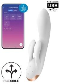 Satisfyer rabbit double flex blanc avec trois puissant moteur vendu à la boutique Sophie Libertine Vannes